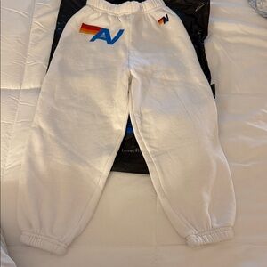 Aviator Nation Kids White Joggers with Colorful Accents